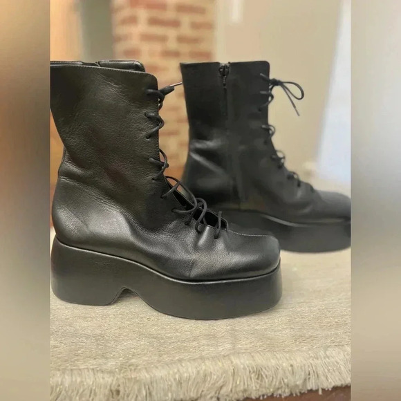 Simon Miller Black Lace Up Hustler Boots Size 38 US 8 Grunge Goth Rock Punk NWOB - Picture 8 of 10